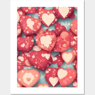 Red Heart Pattern Posters and Art